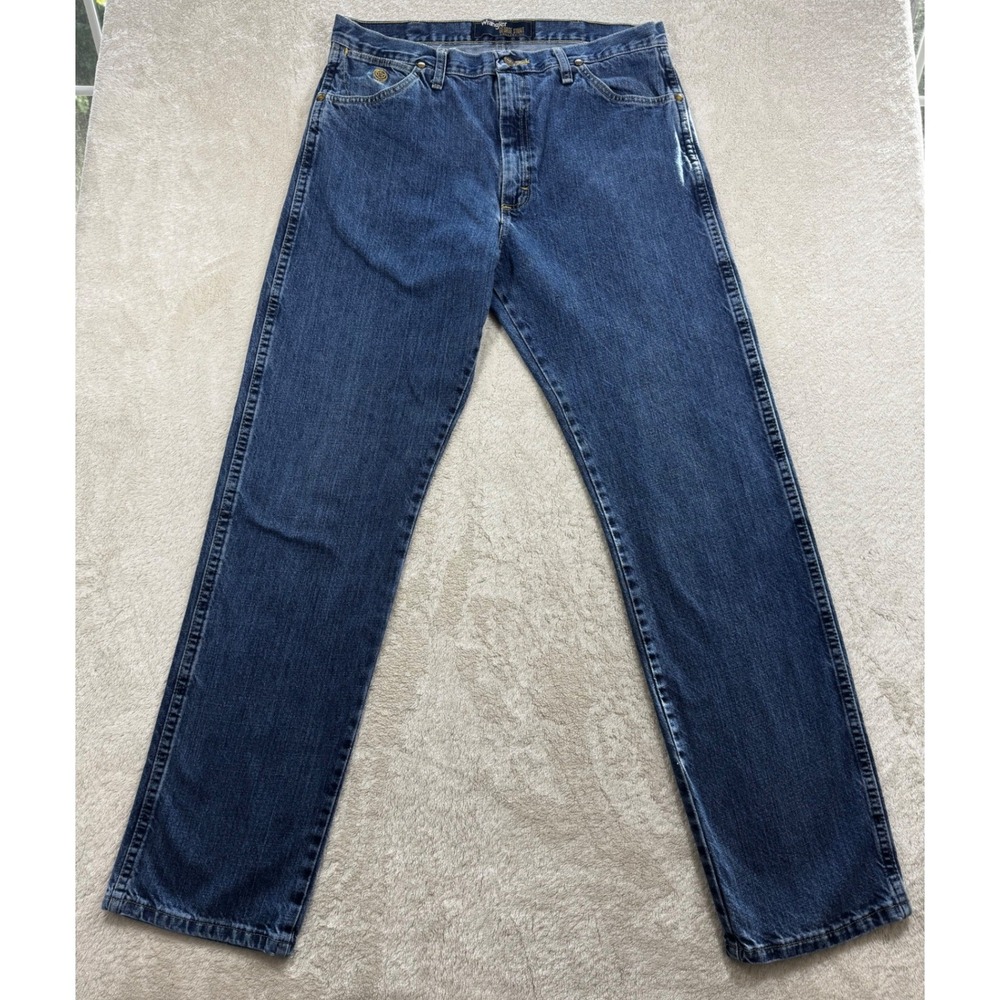 Wrangler Mens‎ George Strait Relaxed Fit Blue Denim Jeans 35x34 Meas: 34x34